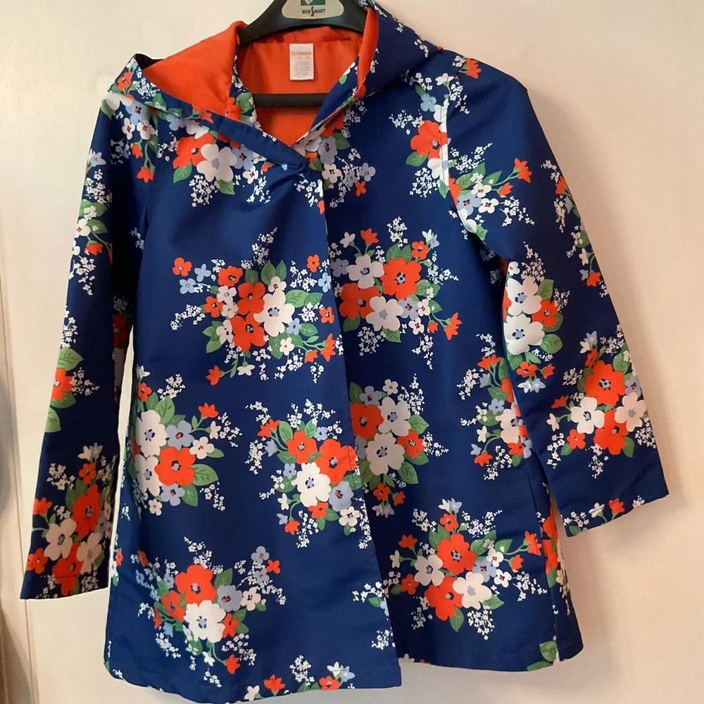 Gymboree Blue Floral Raincoat, Size L.